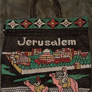 Jerusalem Beaded Tote Bag - Black and Multicolor
